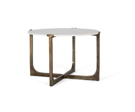 GINER Y COLOMER Table basse avec base en métal doré et plateau en marbre blanc